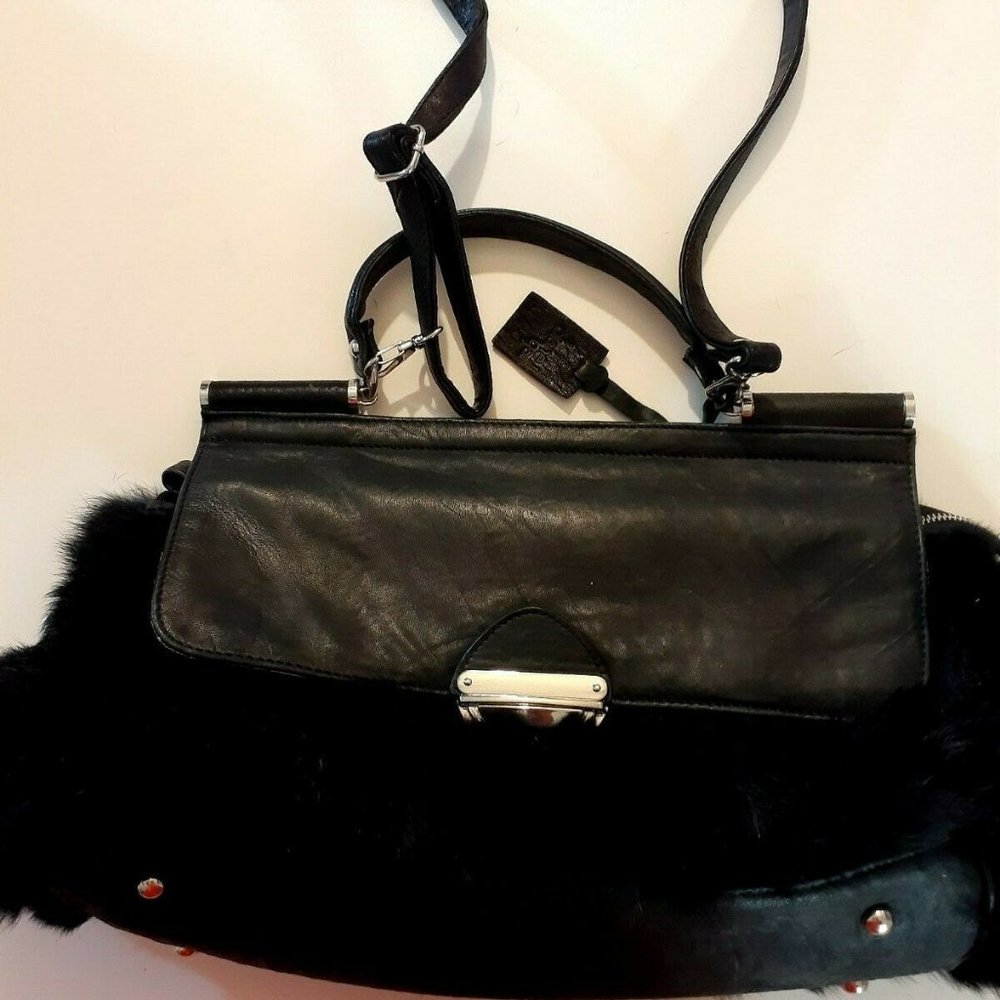 Diane Gail Bag~Black Rabbit Fur w/Lambskin Leather